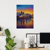 Sydney Opera House Pointillismus-Skyline-Kunst Poster (Heimbüro)