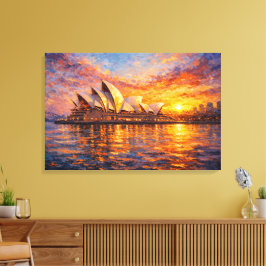 Sydney Opera House Sunset Knife Oil Painting Leinwanddruck