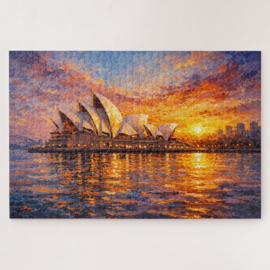 Sydney Opera House Sunset Knife Oil Painting Puzzle (Horizontal)