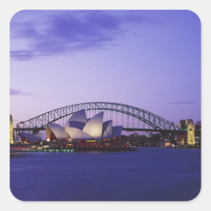 Sydney Opera House und Hafen, New South 2 Quadratischer Aufkleber