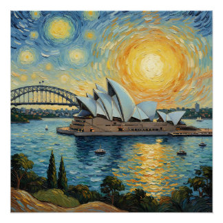Sydney Opera House und Harbor Bridge Gemälde Poster