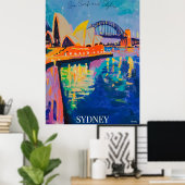 Sydney Opera House und Harbour Bridge in Fauvist Poster (Heimbüro)