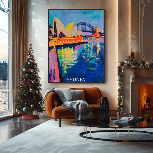 Sydney Opera House und Harbour Bridge in Fauvist Poster