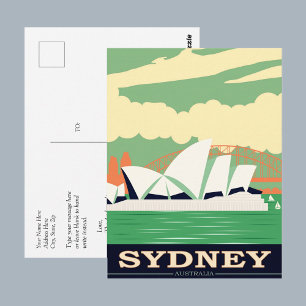 Sydney Opera House Vintage Poster, Ihre Nachricht Postkarte