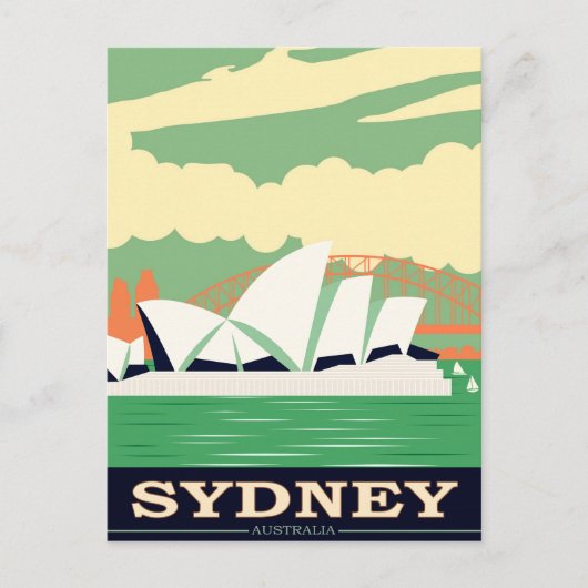 Sydney Opera House Vintage Poster, Your Message Postkarte (Vorderseite)