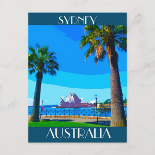 Sydney Opera House Vintage Wandern neben dem Wasse Postkarte