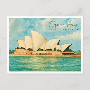 Sydney Opera House Watercolor Travel Feiertagspostkarte