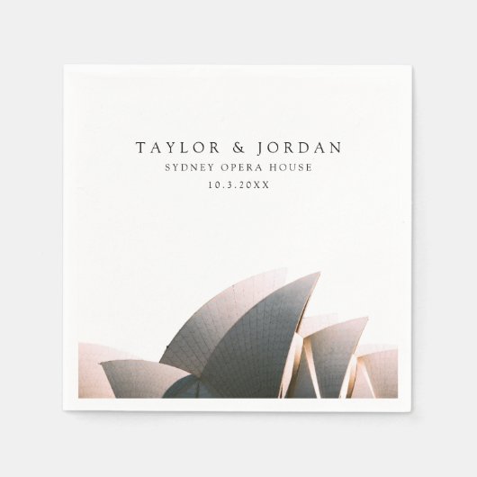 Sydney Opera House Wedding Custom Cocktail Napkin Serviette (Vorderseite)