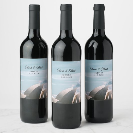 Sydney Opera House Wedding Personalized Wine Label Weinetikett (Flaschen)
