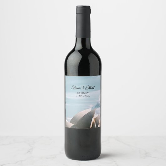 Sydney Opera House Wedding Personalized Wine Label Weinetikett (Vorderseite)