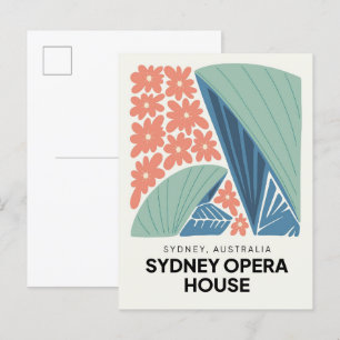Sydney Opernhaus Australien Reise floral Postkarte