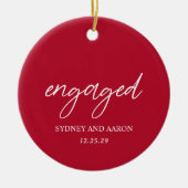 Sydney Red First Christmas Verlobt Modern Keramik Ornament (Vorne)