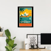 Sydney - Retro Sunset Travel Poster (Heimbüro)
