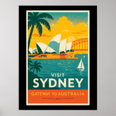 Sydney - Retro Sunset Travel Poster (Vorne)