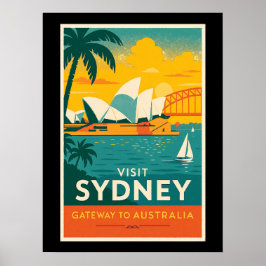 Sydney - Retro Sunset Travel Poster