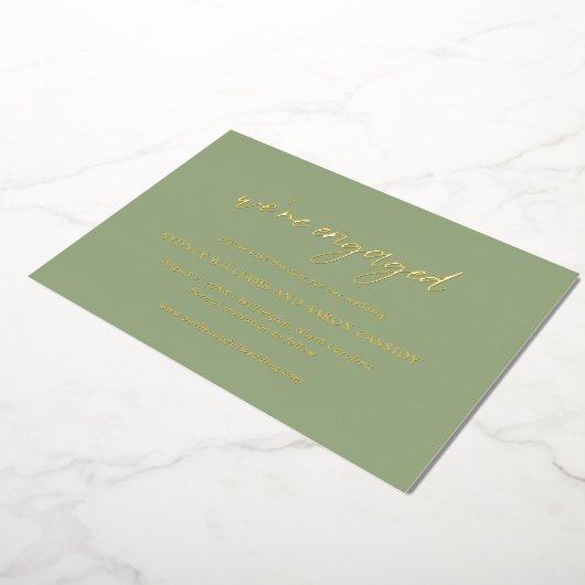 Sydney Sage Green Modern Wedding rettet das Datum Folieneinladung (Gedreht)