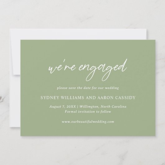 Sydney Sage Green Modern Wedding Save The Date (Vorderseite)
