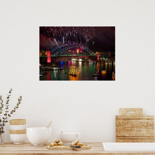 Sydney Silvester Fireworks Print Poster (Küche)
