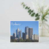 Sydney Skyline blau Postkarte (Stehend Vorderseite)