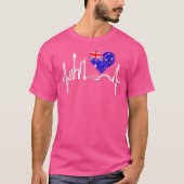 Sydney Skyline Heartbeat Australien Flag Lover Ope T-Shirt (Vorderseite)
