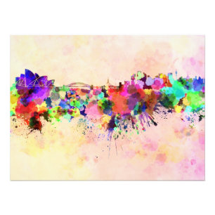 Sydney skyline im Watercolor background Fotodruck