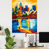 Sydney Skyline mit Opernhaus Abstrakt Fauvist Poster (Heimbüro)