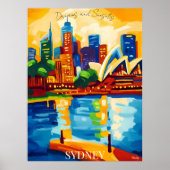 Sydney Skyline mit Opernhaus Abstrakt Fauvist Poster (Vorne)