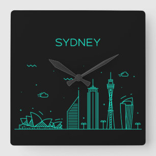 Sydney skyline quadratische wanduhr