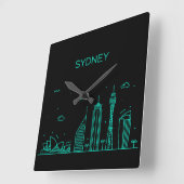Sydney skyline quadratische wanduhr (Winkel)