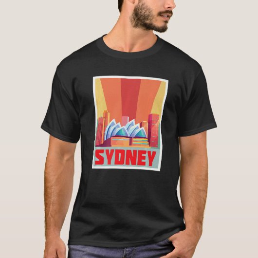 Sydney Skyline Retro Oper New South Wales A T-Shirt (Vorderseite)