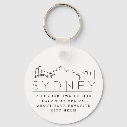 Sydney | Stylisierte Skyline Custom Slogan Schlüsselanhänger (Vorderseite)