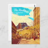 Sydney The Rocks with Harbour Bridge travel Postkarte (Vorne/Hinten)