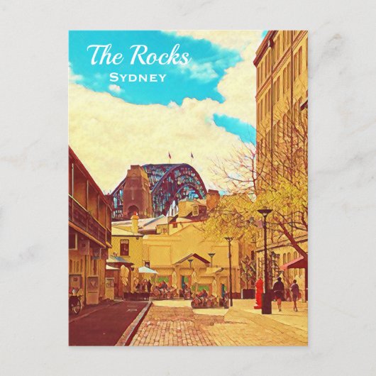 Sydney The Rocks with Harbour Bridge travel Postkarte (Vorderseite)