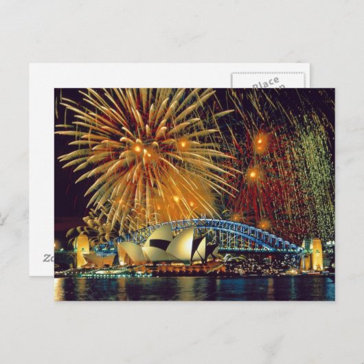Sydney under Fireworks Postcard Postkarte (Vorne/Hinten)