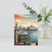 Sydney Vintage-Plakat Postkarte (Stehend Vorderseite)