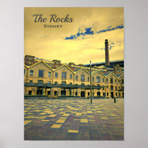 Sydney Vintage The Rocks landschaftliche Reise Poster
