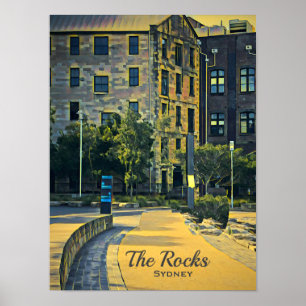 Sydney Vintage The Rocks landschaftliche Reise Poster