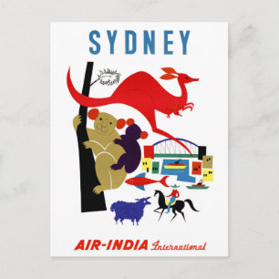 Sydney Vintage Travel Poster Zurück Postkarte