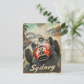 Sydney Vintager Rennwagen Postkarte (Stehend Vorderseite)