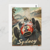 Sydney Vintager Rennwagen Postkarte (Vorne/Hinten)