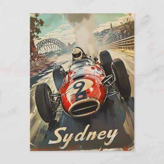 Sydney Vintager Rennwagen Postkarte (Vorderseite)