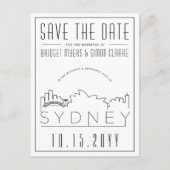 Sydney Wedding Deko Skyline Save the Date Postkarte (Vorderseite)