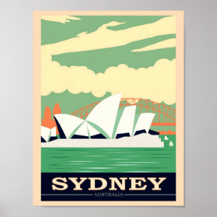 Sydneys Opernhaus und Hafenbrücke 2, Reise Poster