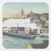 Sydneyseemuseum vom Hotel-Balkon. 1998 Quadratischer Aufkleber (Vorderseite)