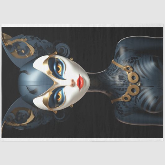 Syhinx Black Gold Cat Art Decoupage Seidenpapier (Vorderseite)