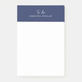 Sylish Monogram Navy Blue Trendskript ausführen Post-it Klebezettel (Vorderseite)