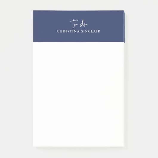 Sylish Monogram Navy Blue Trendskript ausführen Post-it Klebezettel (Vorderseite)
