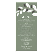 Sylisierte Olivenzweig Mediterrane grüne Menükarte Werbekarte (Vorne)