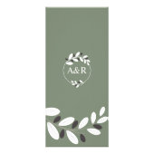 Sylisierte Olivenzweig Mediterrane grüne Menükarte Werbekarte (Hinten)