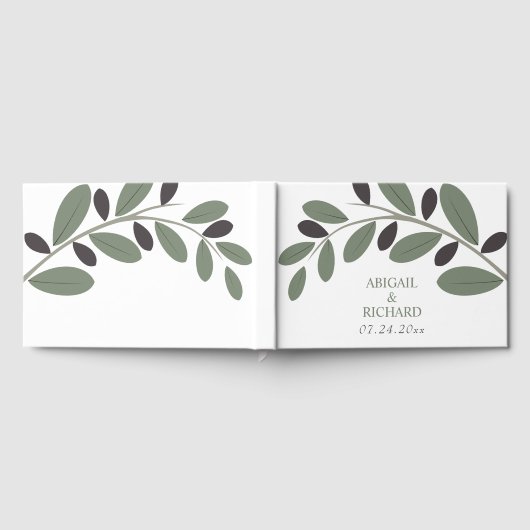 Sylized Olive Zweig Mittelmeercharme Hochzeit Gästebuch (Voll)